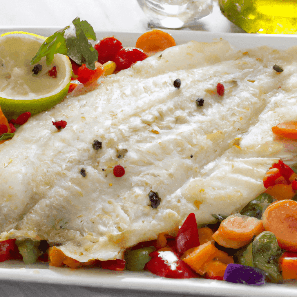 Baked Flounder with Vegetables Representation of a cookedBaked Flounder with Vegetables