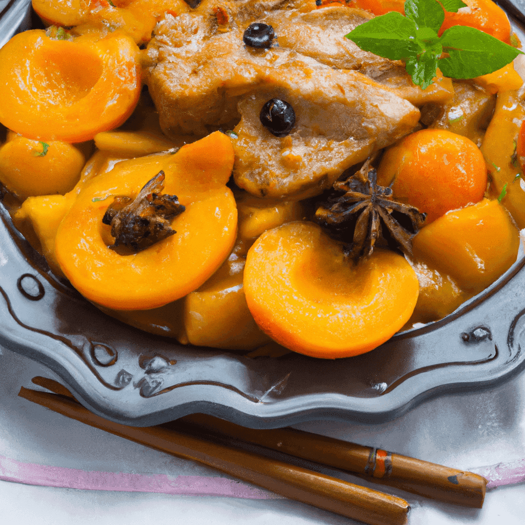 Curried Pork Loin with Honeydew and Apricots Representation of a cookedCurried Pork Loin with Honeydew and Apricots