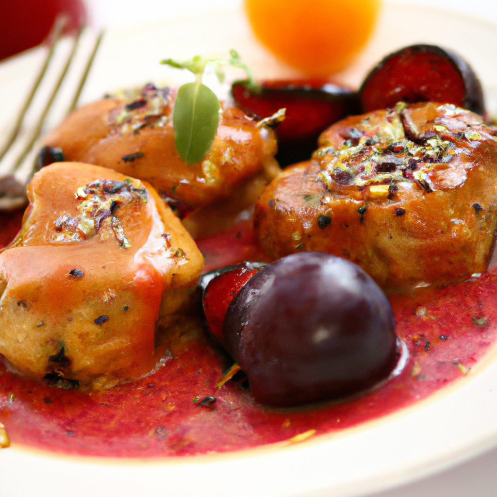 Plum-Sauced Pork Medallions Representation of a cookedPlum-Sauced Pork Medallions