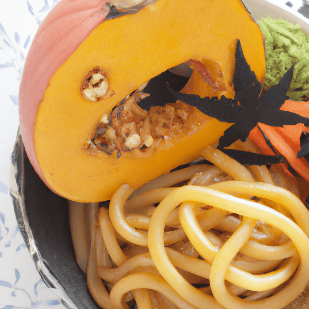 Udon Noodles with Miso and Roast Ginger Pumpkin Representation of a cookedUdon Noodles with Miso and Roast Ginger Pumpkin