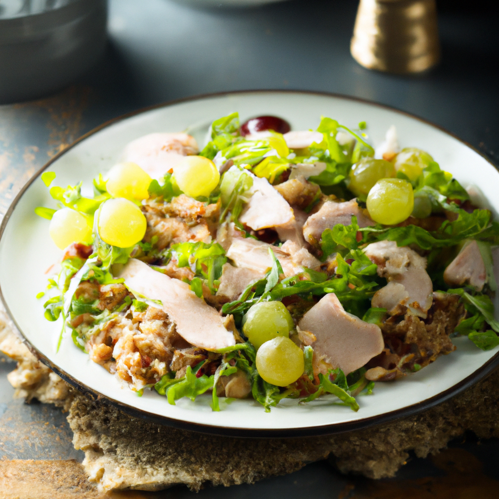Smoked Turkey Salad with Grapes, Couscous and Arugula Representation of a cookedSmoked Turkey Salad with Grapes, Couscous and Arugula