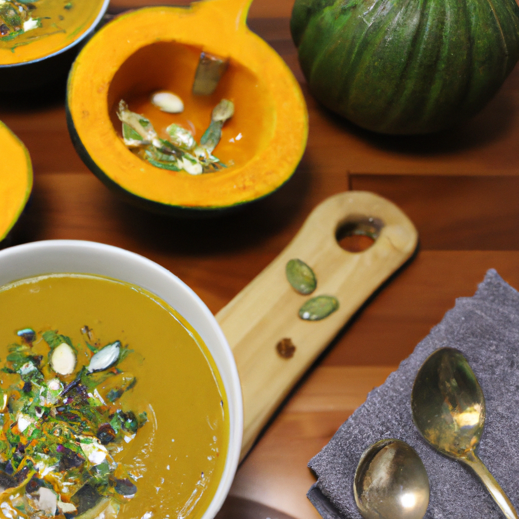 Warm and Spicy Acorn Squash Soup for a Cozy Meal Representation of a cookedWarm and Spicy Acorn Squash Soup for a Cozy Meal