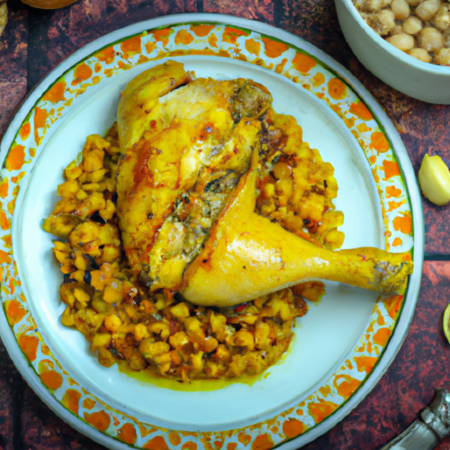 Delicious Middle Eastern Chicken With Ginger And Garbanzo Beans Representation of a cookedDelicious Middle Eastern Chicken With Ginger And Garbanzo Beans