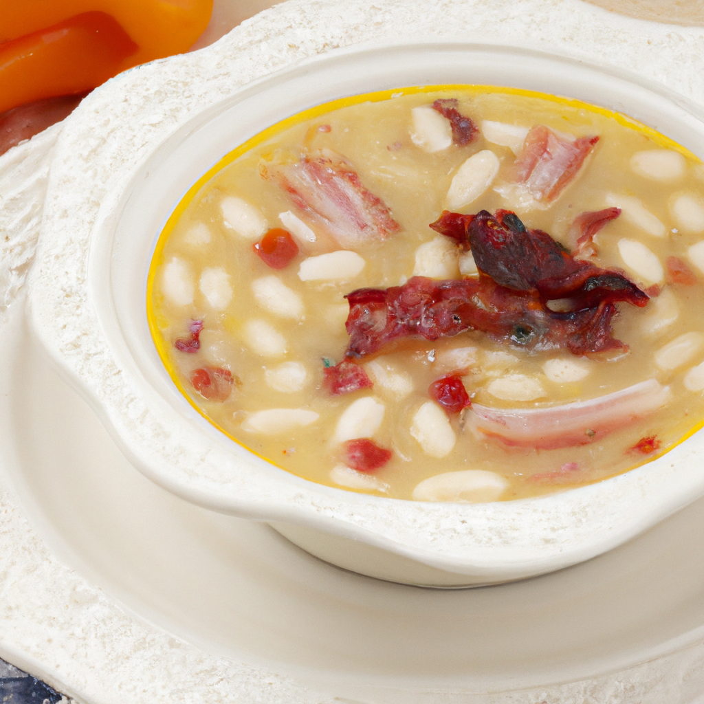 White Bean Soup with Peppers and Bacon Representation of a cookedWhite Bean Soup with Peppers and Bacon